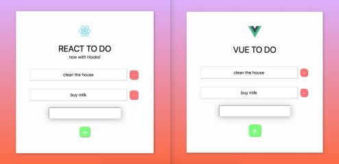 Same app in React and Vue